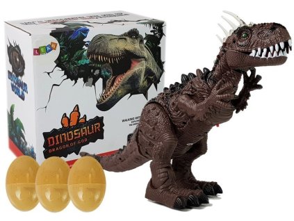 Chodící dinosaurus T-Rex s efekty a projektorem hnědý