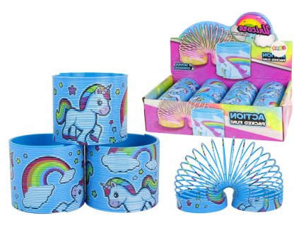 Pružina s motivem Jednorožce 6 cm modrá