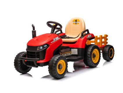 Dětský elektrický traktor BBH 030 s přívěsem červený05