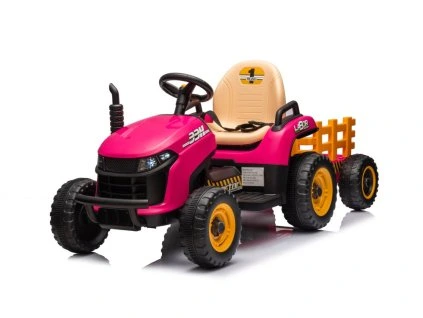 Dětský elektrický traktor BBH 030 s přívěsem růžový03