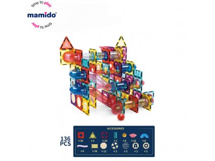 Magnetická stavebnice 136 dílků DIY kuličková dráha1 (1)