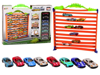 Autodráha a parkoviště 2v1 s garáží a autíčky - 360° smyčka set