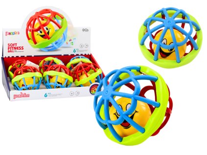 Barevný gumový senzorický míček s chrastítkem