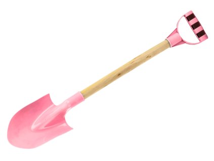 Dřevěná lopatka na písek s pastelově růžovou rukojetí 60 cm