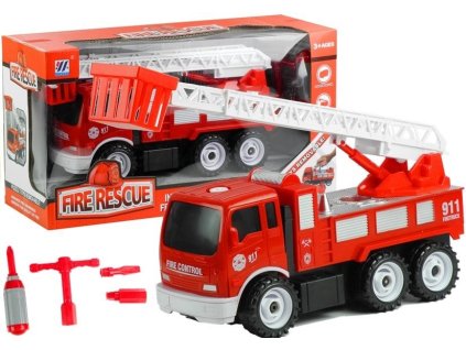 Hasičské auto s žebříkem a nářadím na rozebírání