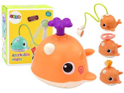 213040 koupaci hracka velryba s 3 nastavci oranzova