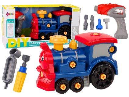 Dětská šroubovací stavebnice lokomotiva modrá