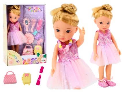 Panenka baletka růžová balerína s doplňky a šaty set