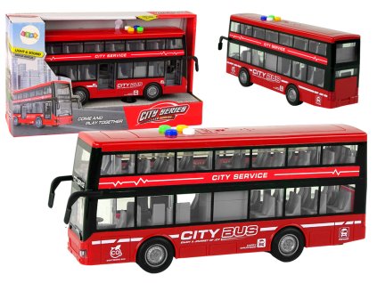 Patrový autobus s efekty a frikčním pohonem 1:16 červený