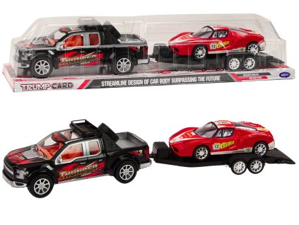 212224 pickup auto s prepravnim privesem a sportovnim terennim autem sada