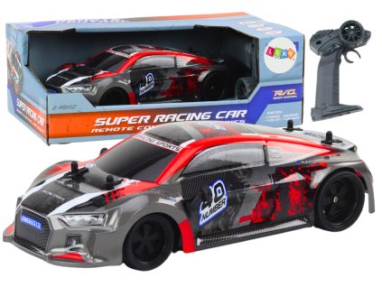 RC auto na dálkové ovládání 1:18 gumová kola Drift červené