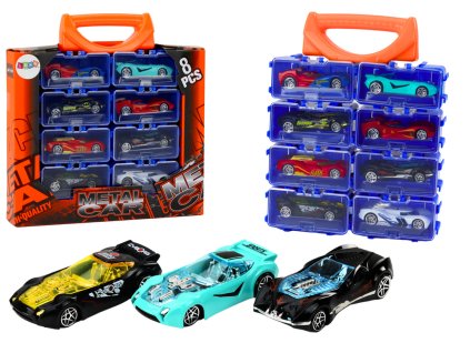 Sada kovových autíček v kufříku 8 kusů