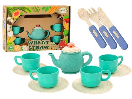 Sada nádobí šálky talířky příbory konvice 22 ks