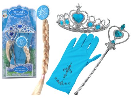 Set doplňků pro princeznu kouzelná hůlka rukavička koruna Sněhová královna