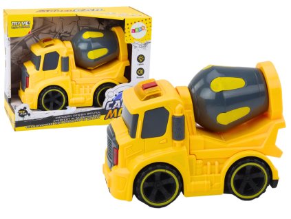 Stavební autíčko - míchačka s otáčením, světly a zvuky, žluté