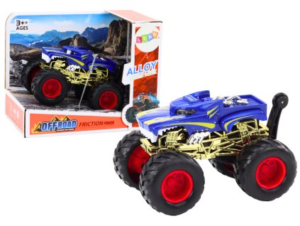 Terénní auto s velkými gumovými koly modré