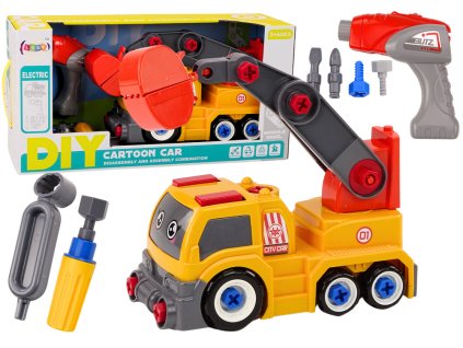 Žeriavový kamion na rozebrání DIY oranžový kreslený