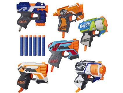 218089 velka sada nerf strike 6 ks pistole s penovymi naboji