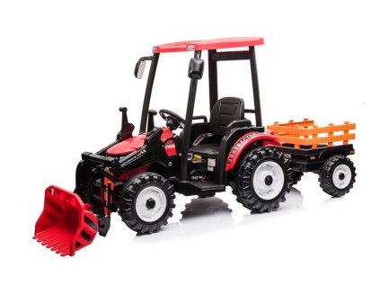 Dětský elektrický traktor Hercules s přívěsem 24V červený08