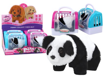 220264 interaktivni plysova panda v prepravce ruzova modra