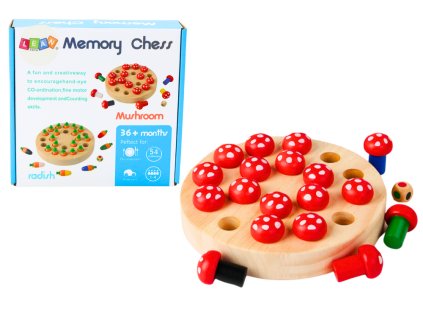 Dřevěná hra paměťová skládačka muchomůrky