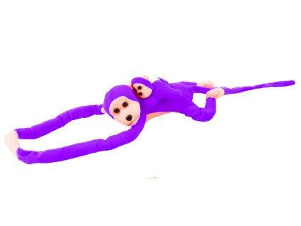 Plyšová opička s mláďátkem 90 cm fialová