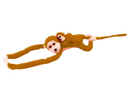 Plyšová opička s mláďátkem 70 cm světle hnědá