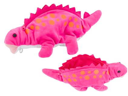Plyšový dinosaurus pouzdro přívěsek růžový