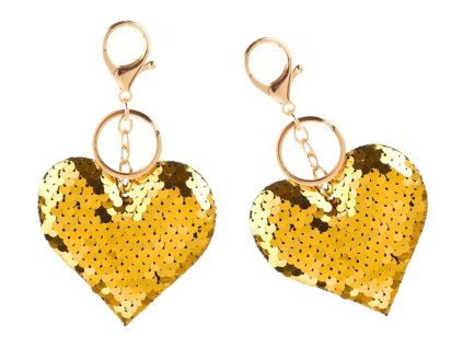 Přívěsek srdce s oboustrannými flitry stříbrno-zlatý