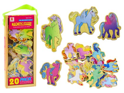 Sada barevných dřevěných magnetů jednorožci 20 kusů