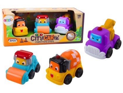 Sada stavebních vozidel z měkké gumy