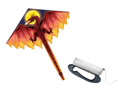 Velký létající drak s dlouhým ocasem 170 cm x 130 cm červený