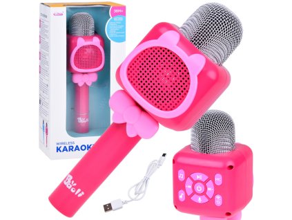 Bezdrátový karaoke mikrofon růžový1