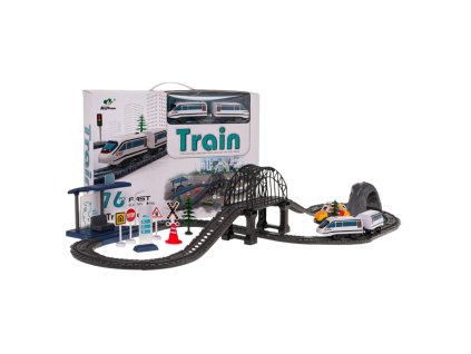 Elektrická vláčkodráha s příslušenstvím 76 dílků černá1