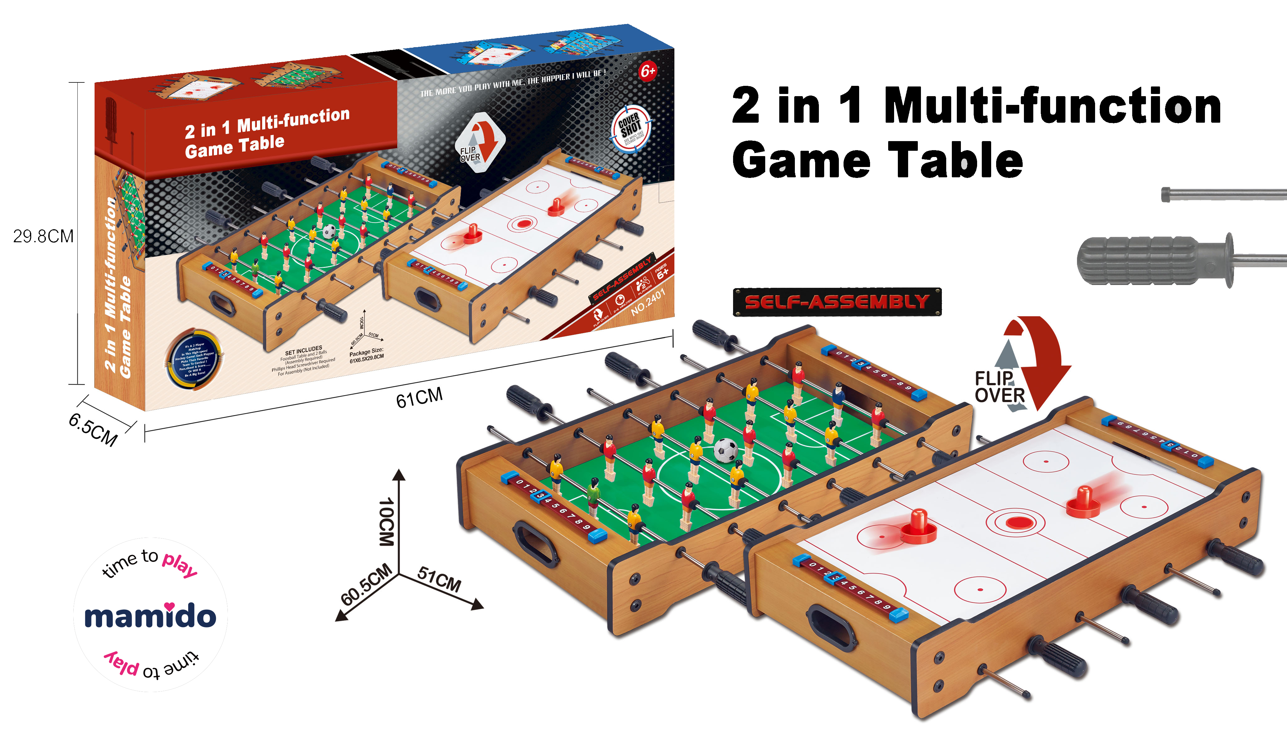 Levně Mamido Společenská hra Stolní fotbal a Air hockey 2v1 MT1141