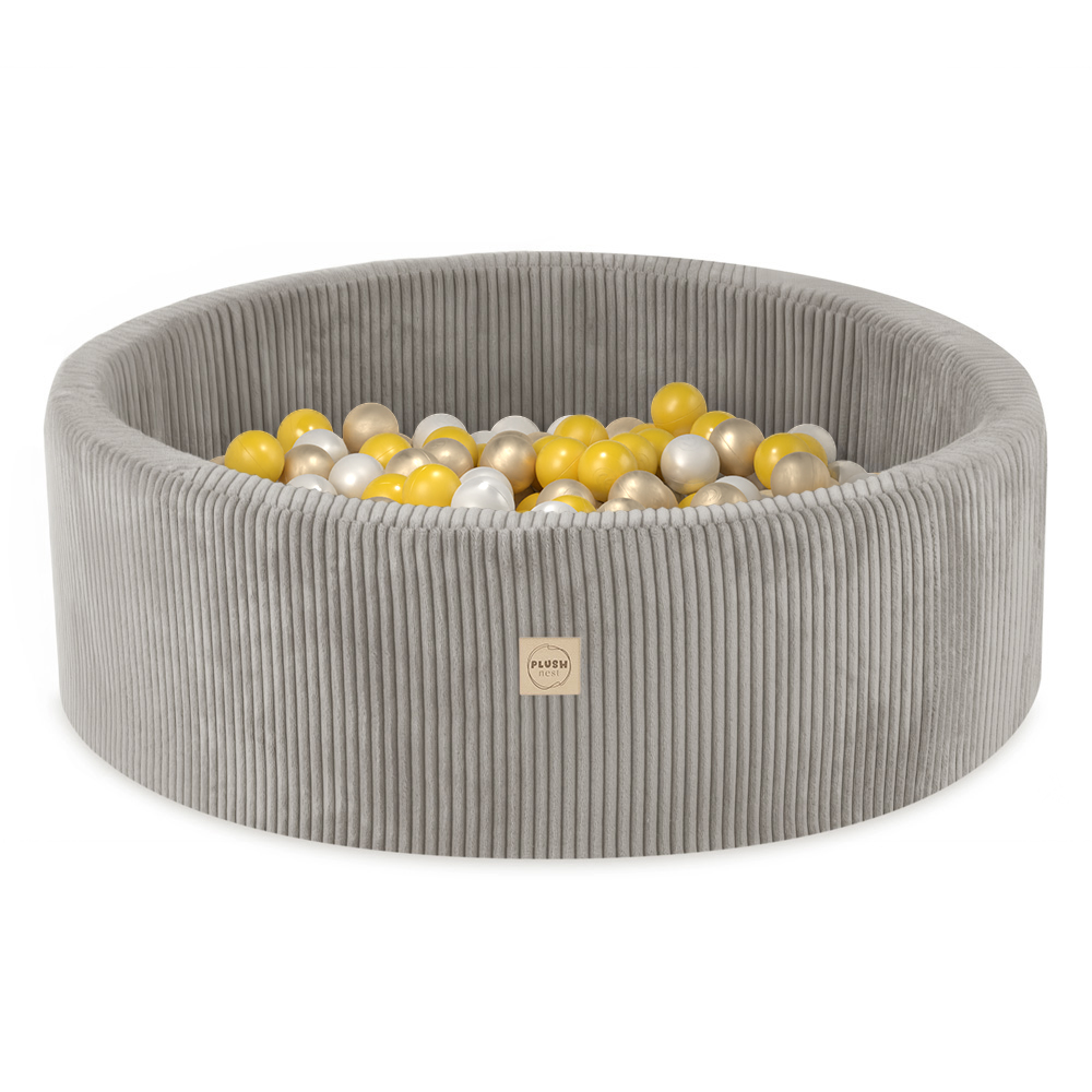 PLUSH NEST Suchý bazén kulatý Manšestr béžový Ø 90 × 30 cm s 200 míčky