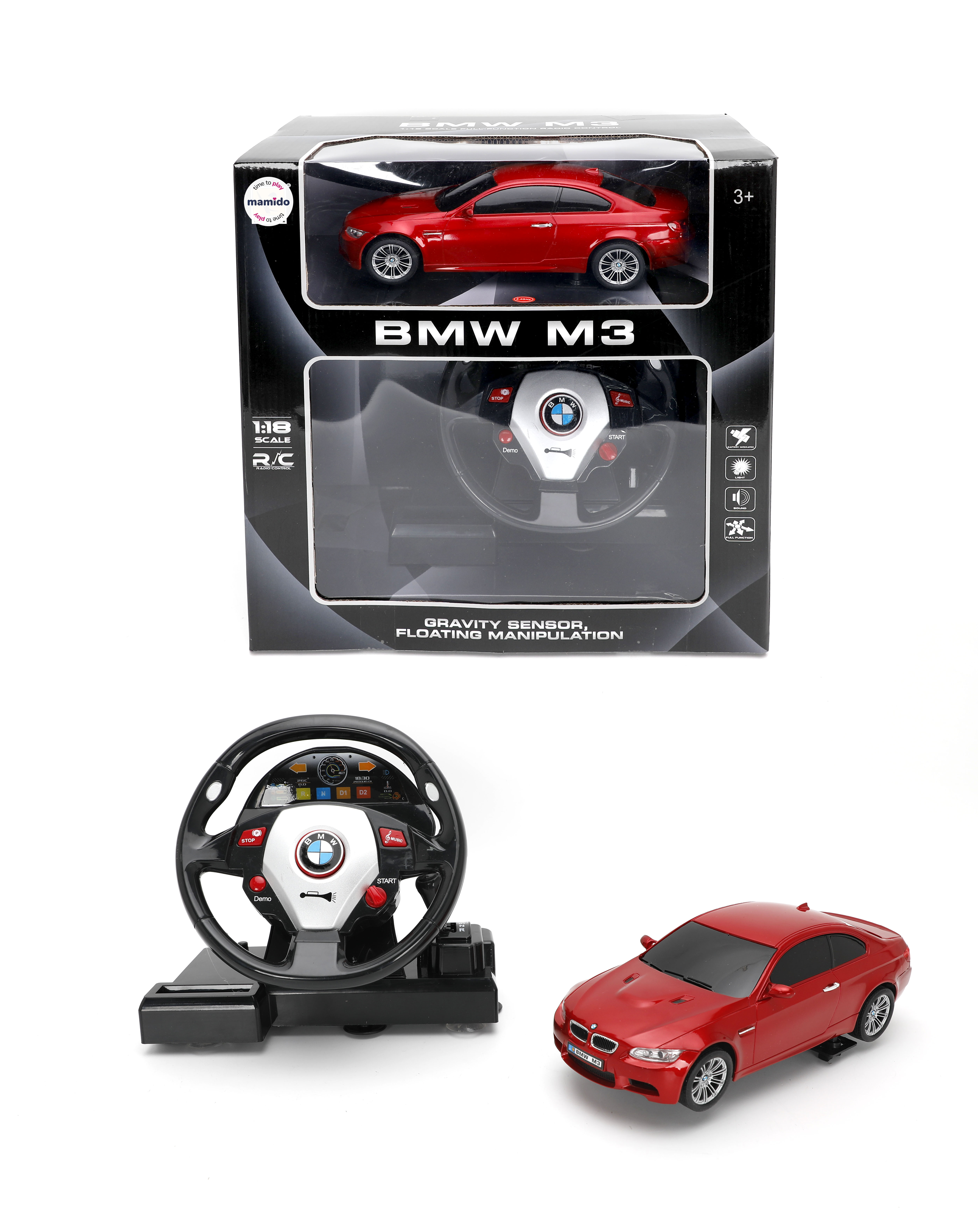 Mamido Autíčko na dálkové BMW M3 1:18 s volantovým ovládáním červené