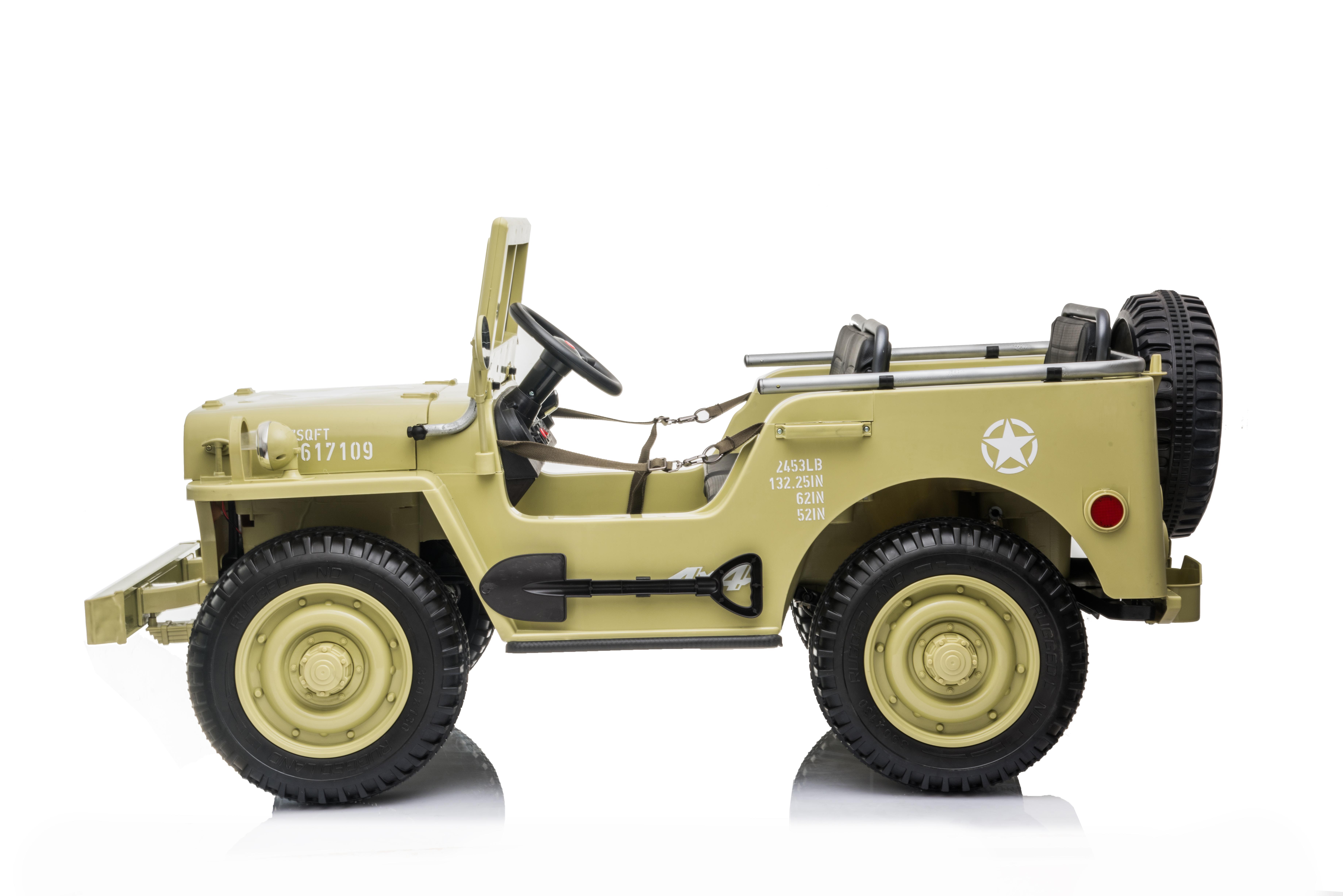 Levně Mamido Dětský elektrický Jeep Willys 24V 4x4 třímístný béžový