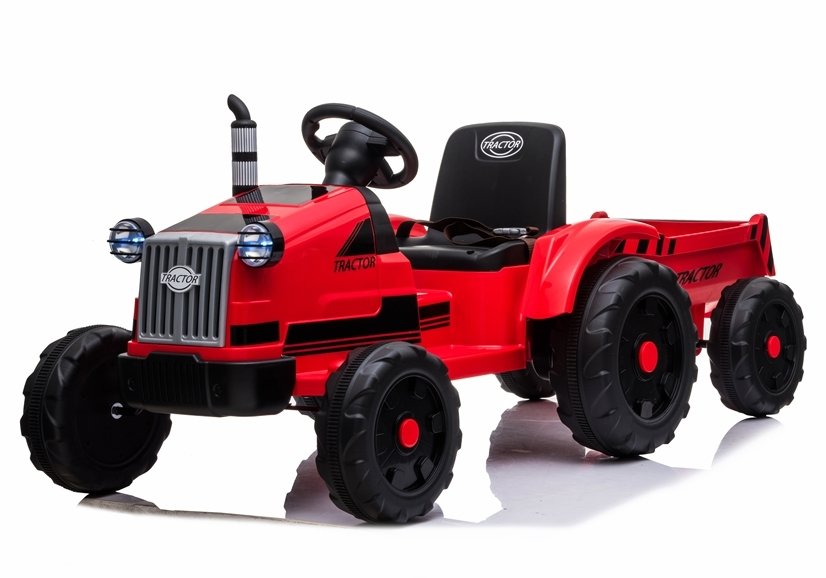 Levně Dětský elektrický traktor s vlečkou T1 červený