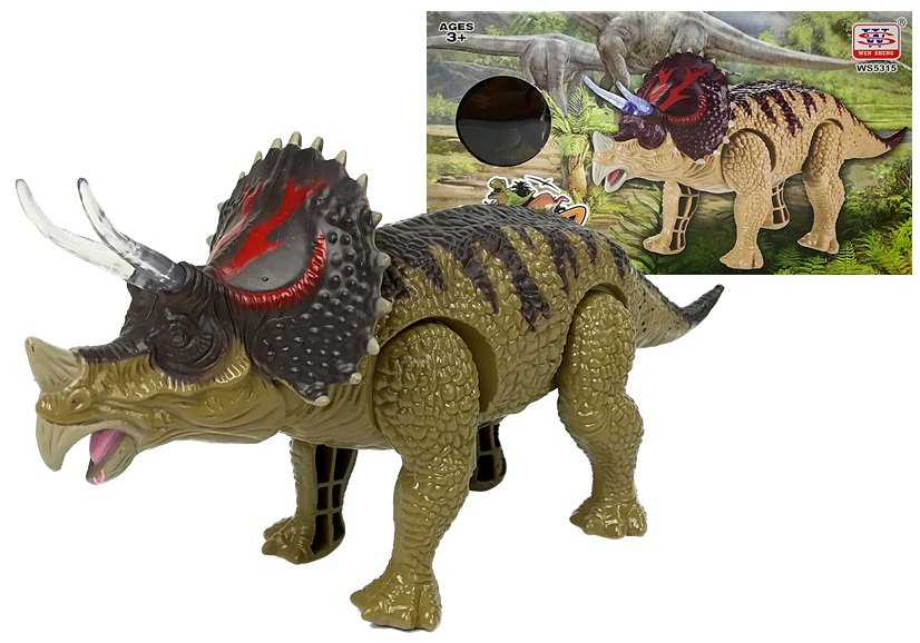 mamido  Dinosaurus Triceratops na baterie se zvukovými efekty hnědý