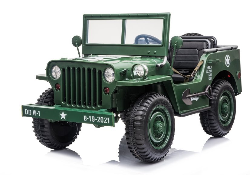 mamido  Dětský elektrický vojenský Jeep Willys 4x4 třímístný zelený