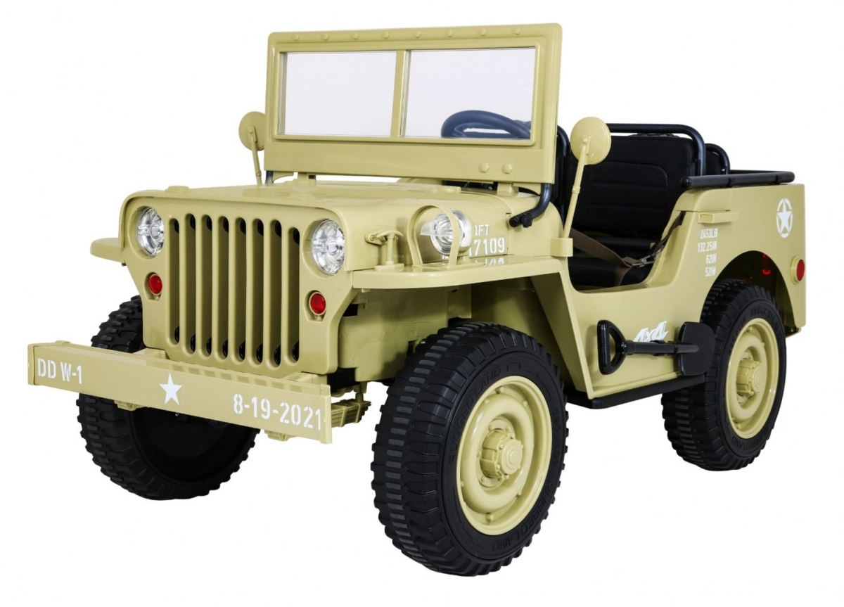 mamido  Dětský elektrický Jeep Willys 4x4 třímístný béžový