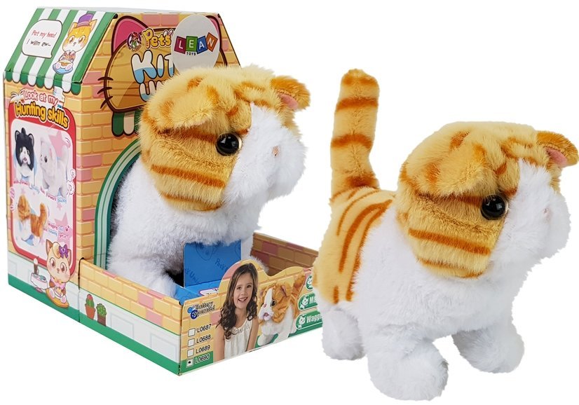 mamido Interaktivní plyšák kočka bílo-oranžová