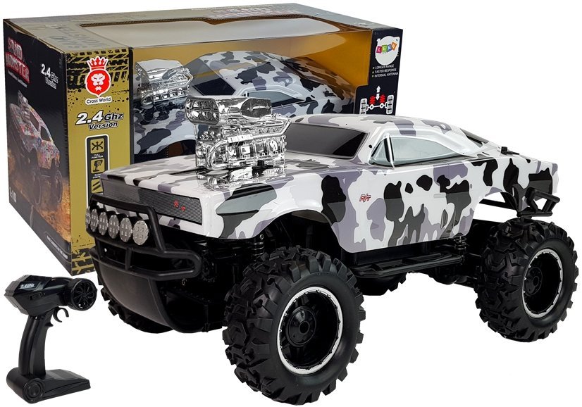Levně Auto na dálkové ovládání R/C 4x4 bílo-černé maskáčové