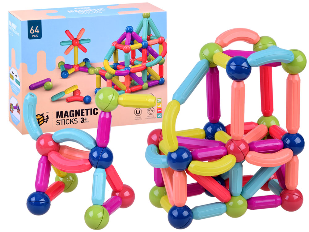mamido  Dětská magnetická stavebnice 64 dílů
