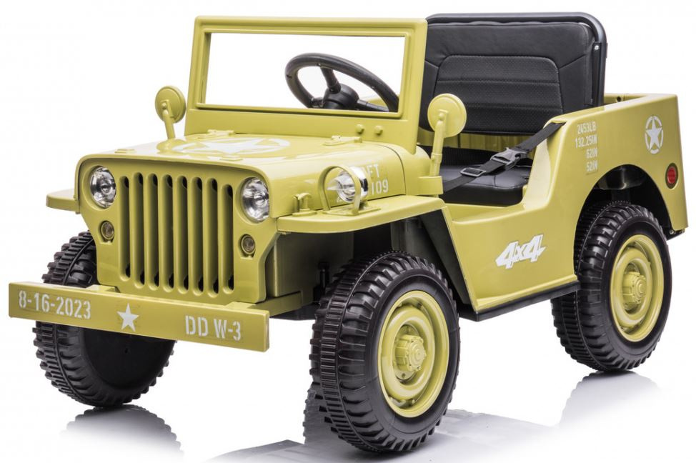 Levně Dětský elektrický vojenský Jeep Willys 4x4 béžový