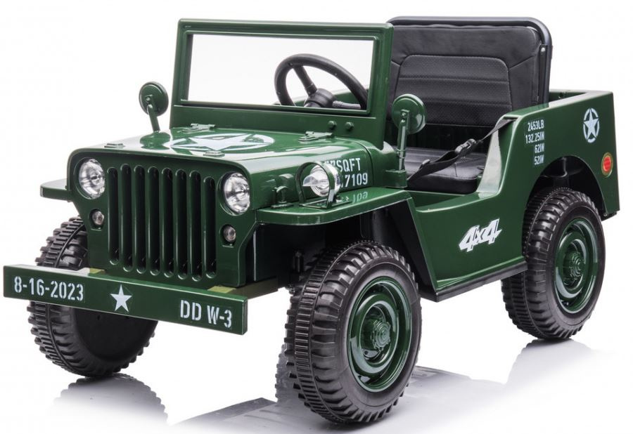 Levně Dětský elektrický vojenský Jeep Willys 4x4 zelený