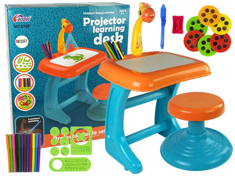 Levně Dětský interaktivní stoleček a židlička modro oranžový