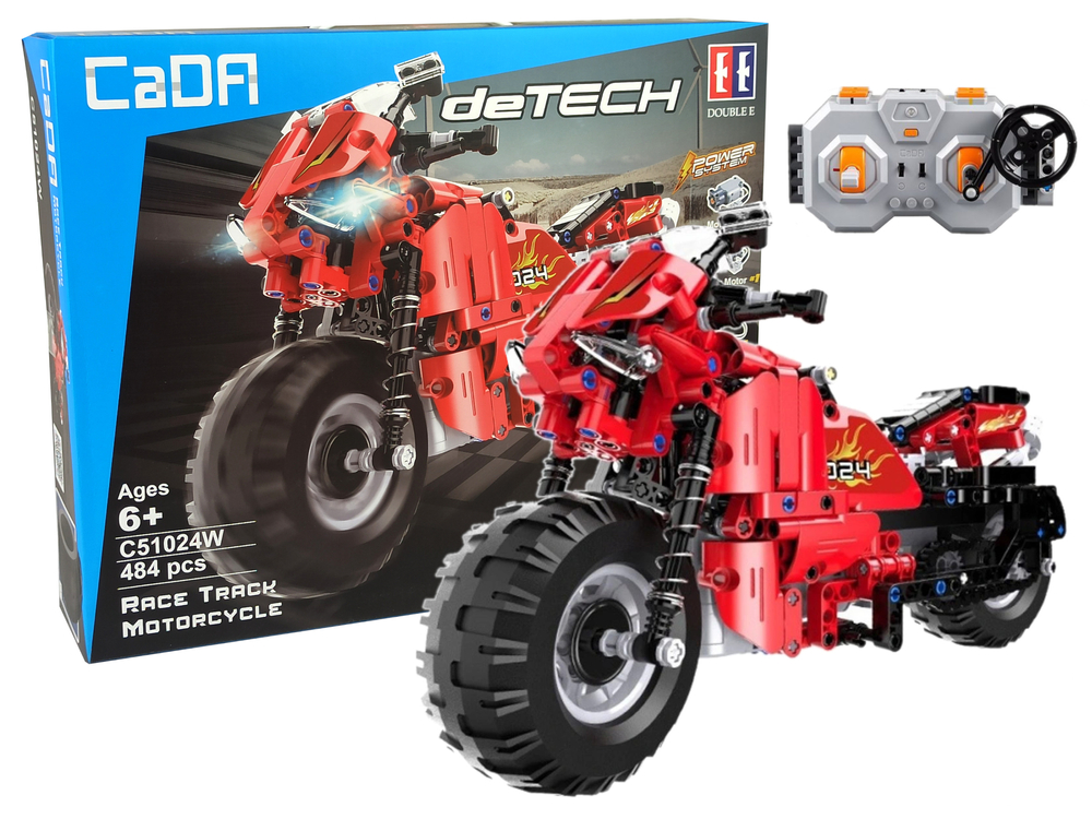 Levně Stavebnice technic R/C motorka červená