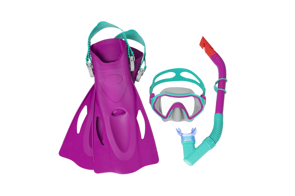 Levně Bestway Dětská potápěčská souprava šnorchl, brýle a ploutve Bestway růžová